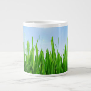 Caneca De Café Grande Paisagem de grama verde e céu azul-10826