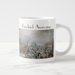 Caneca De Café Grande Paisagem de inverno com Skateres por Hendrick Aver