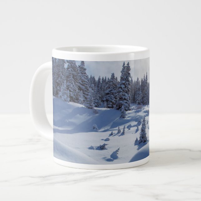 Caneca De Café Grande Paisagem de Neve (Frente Esquerda)