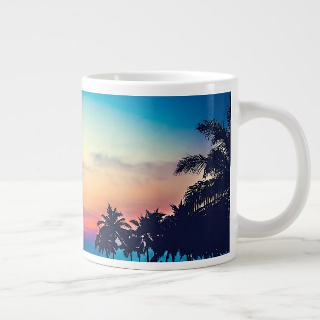 Caneca De Café Grande Paisagem natural com palmeiras Piscinas (Direita)