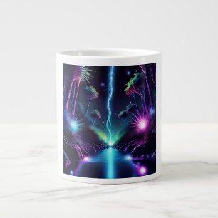 Caneca De Café Grande Paisagem Surreal - Luzes Ataca Néon Stream