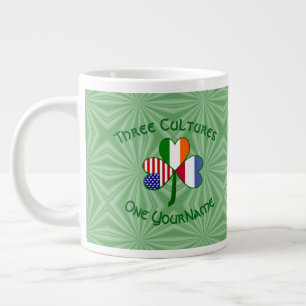 Caneca De Café Grande Países Baixos Irlanda EUA Trevo Bandeira Personali
