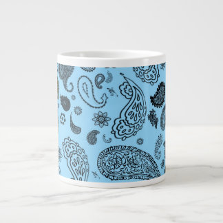 Caneca De Café Grande Paisley Azul