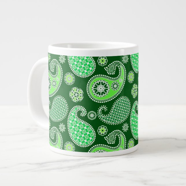 Caneca De Café Grande Paisley, Emerald e Jade Green (Frente Esquerda)
