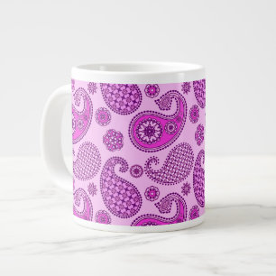 Caneca De Café Grande Paisley, orquídea e ametista roxo