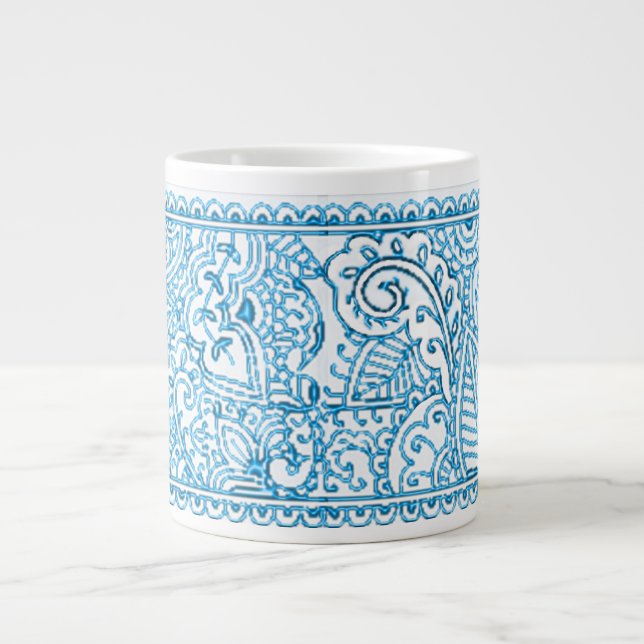 Caneca De Café Grande Paisley Passion - Azul (Henna) (Frente)