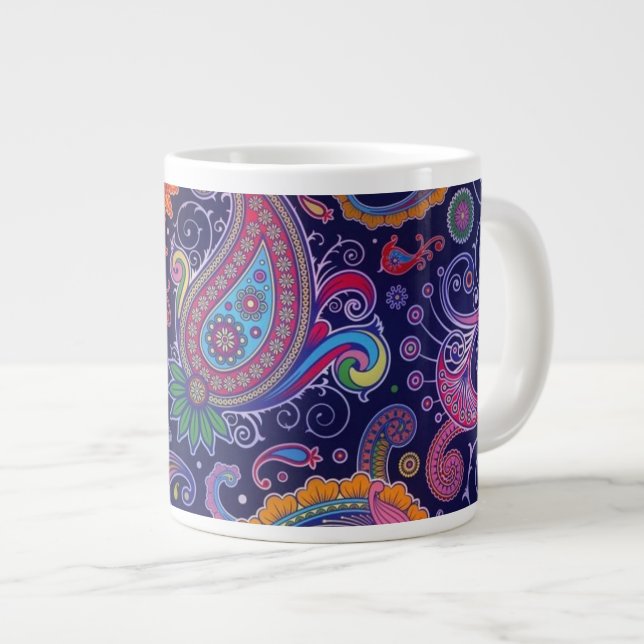 Caneca De Café Grande Paisley Purple rosa (Frente Esquerda)
