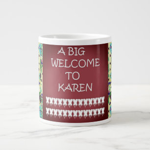 Caneca De Café Grande Palavras bem-vindas da Karen Abstrato art