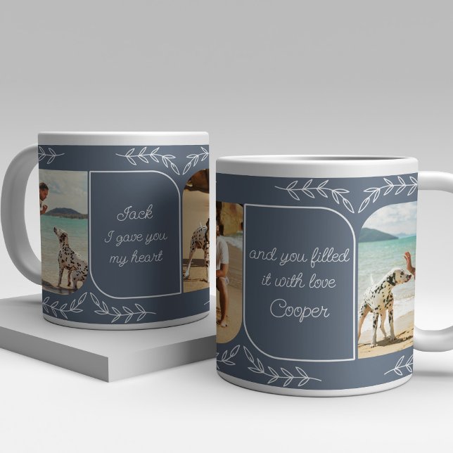 Caneca De Café Grande Palavras Verticais Que Amam Fotografias Pai 3 Pers (Criador carregado)