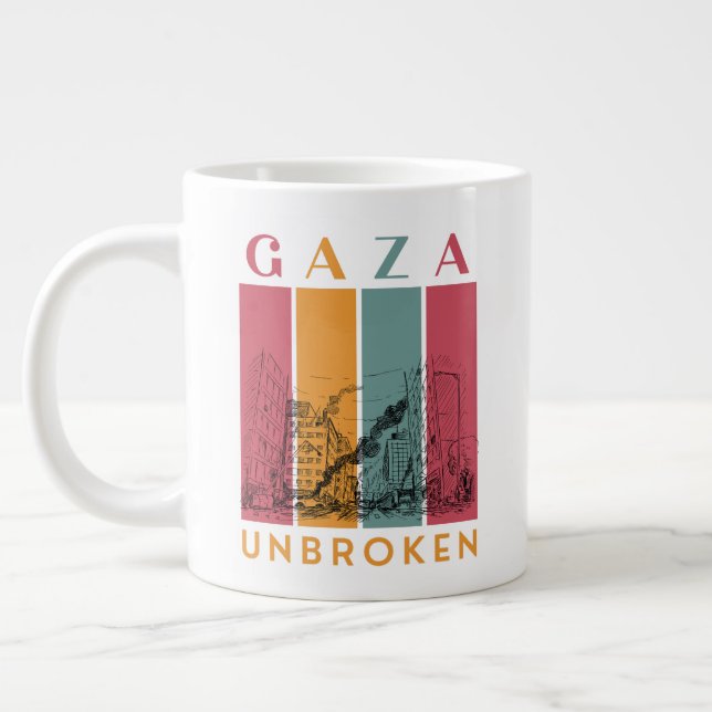Caneca De Café Grande Palestina Solidariedade Jumbo Mug - Gaza Inquebrad (Esquerda)
