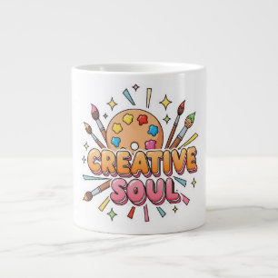 Caneca De Café Grande Paleta de Artista Alma Criativa e Pincéis