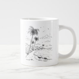 Caneca De Café Grande Palm Trees e Sandpiper Beach Life