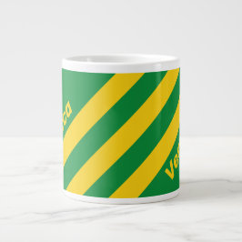 Caneca De Café Grande Palmeira Tropical Retrô com Três Listras e Nome