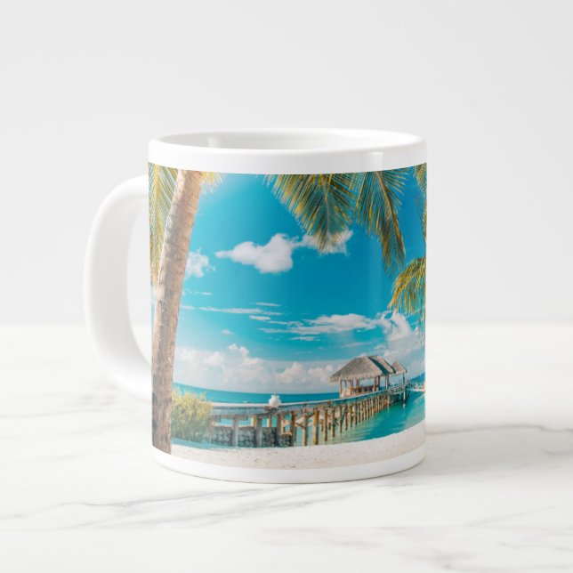 Caneca De Café Grande Palmeiras ao Sol (Frente Esquerda)