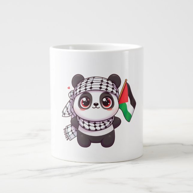 Caneca De Café Grande Panda com Paz na Palestina (Frente)