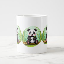Panda de Desenho Animado Fofo em Remendo de Bambu