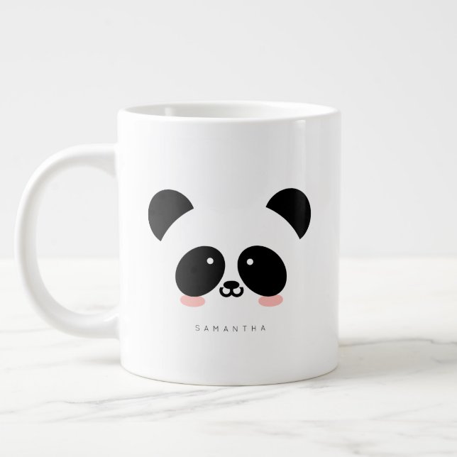 Caneca De Café Grande Panda Kawaii| Adicione Seu Nome (Esquerda)