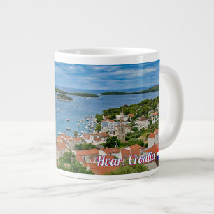 Caneca De Café Grande Panorama de Hvar na Croácia viagem
