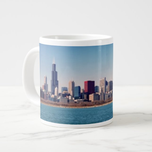 Caneca De Café Grande Panorama do horizonte de Chicago (Frente Esquerda)