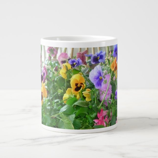 Caneca De Café Grande Panorâmica Pansies Specialty Mug (Frente)