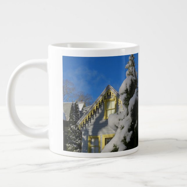 Caneca De Café Grande Pão de gengibre e neve de inverno - Vineyard de Ma (Esquerda)