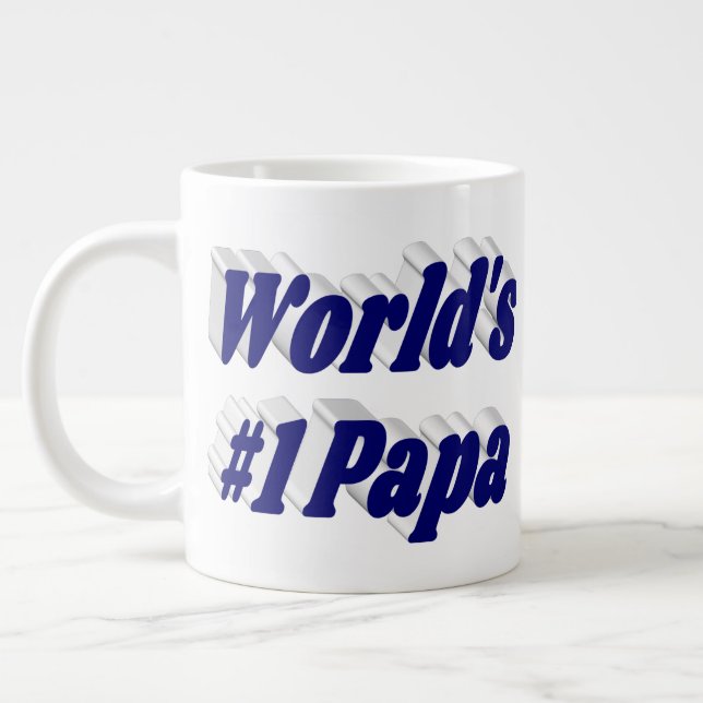 Caneca De Café Grande Papa com meio texto azul escuro (Esquerda)