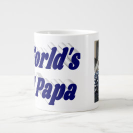Caneca De Café Grande Papá foto com texto azul escuro
