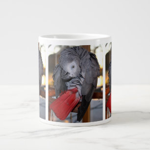 Caneca De Café Grande Papagaio Africano Flexível do Congo com Cauda Ver