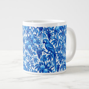 Caneca De Café Grande Papagaios Azuis em um Jardim Tropical