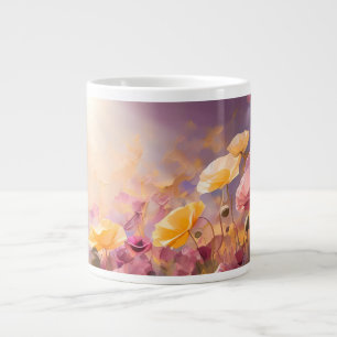 Caneca De Café Grande Papagaios que crescem num campo - Pastas Aquarelas