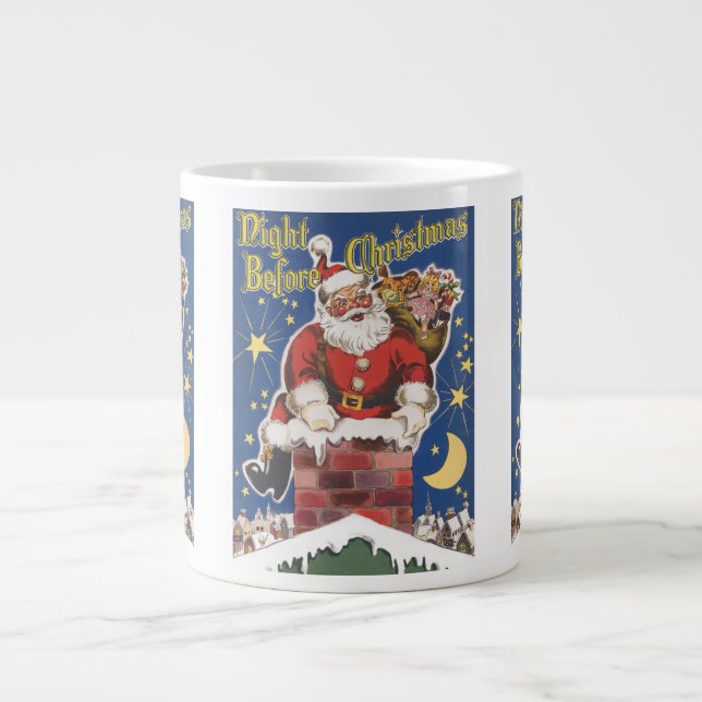 Caneca De Café Grande Papai Noel Antigo, A Noite Antes do Natal (Frente)