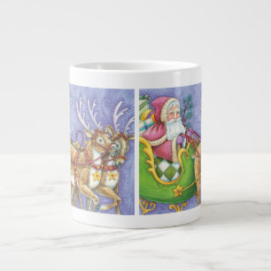 Caneca De Café Grande Papai Noel de desenho animado fofo de Natal trenó 