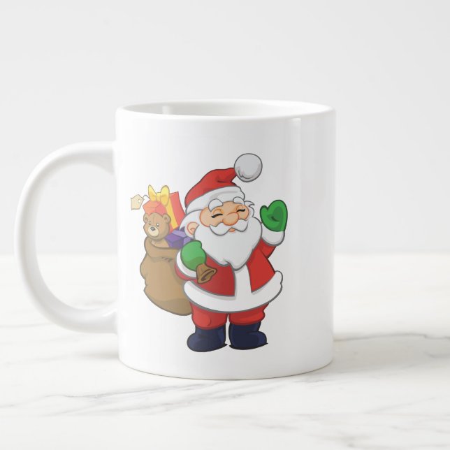 Caneca De Café Grande Papai Noel de Natal com Brinquedos (Esquerda)