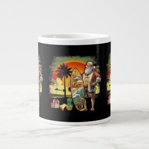 Caneca De Café Grande Papai Noel de Surf de Verão Tropical 6 Pack Natal
