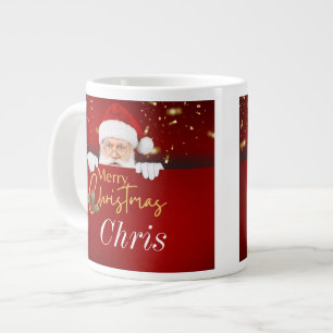 Caneca De Café Grande Papai Noel Feliz Natal Nome Personalizado Ambos os