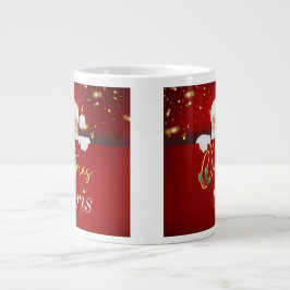 Caneca De Café Grande Papai Noel Feliz Natal Nome Personalizado Ambos os