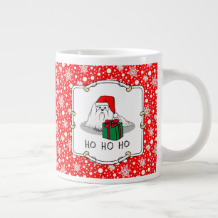 Caneca De Café Grande Papai Noel Maltês de Natal Engraçado