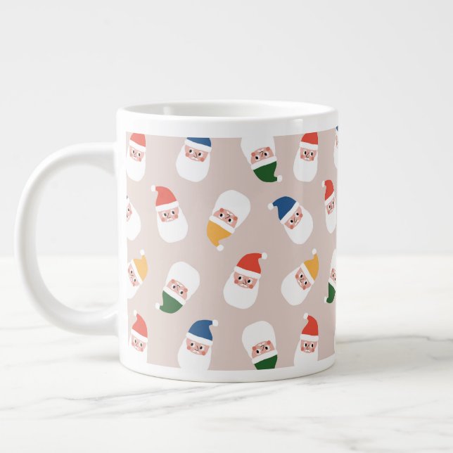 Caneca De Café Grande Papais noeis bonitos enfrentam o padrão de Natal (Esquerda)