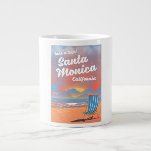Caneca De Café Grande Papais noeis Monica California vintage Beach poste