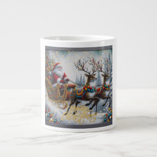 Caneca De Café Grande Papais noeis/Natais vintages clássicos e renas
