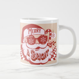 Caneca De Café Grande Papais noeis Retro Feliz Brilhante Natal Rosa