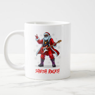Caneca De Café Grande Papais noeis Rocks! Engraçado Papai Noel tocando v