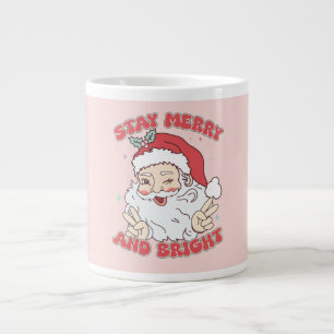 Caneca De Café Grande Papais noeis visuais cor-de-rosa - Xmas "Fique Fel