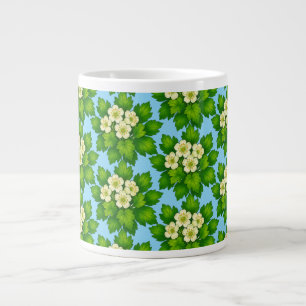 Caneca De Café Grande Papel de embrulho com flores brancas fofas e folha