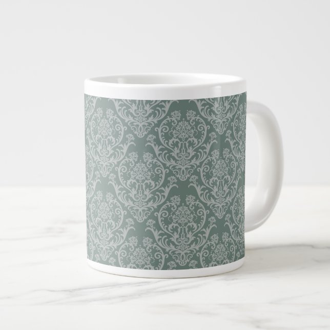 Caneca De Café Grande Papel de parede floral verde (Frente Esquerda)