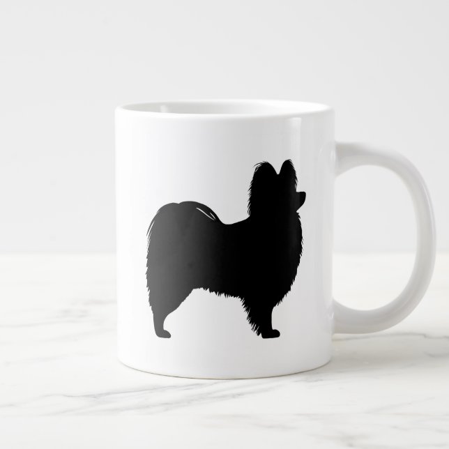 Caneca De Café Grande Papillon Dog Breed Silhouettes (Direita)