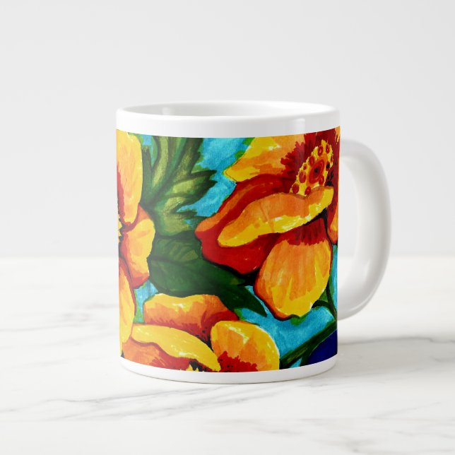 Caneca De Café Grande Papoulas para energia    (Frente Esquerda)