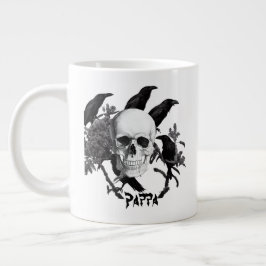 Caneca De Café Grande Pappa Skull E Crows Halloween Jumbo Mug