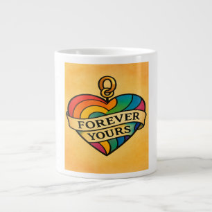 Caneca De Café Grande Para Sempre Seu Coração de Amor Colorido