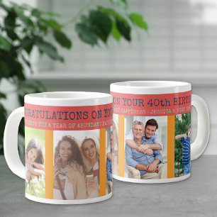 Caneca De Café Grande Parabéns pelos 40 Anos 4 Fotos